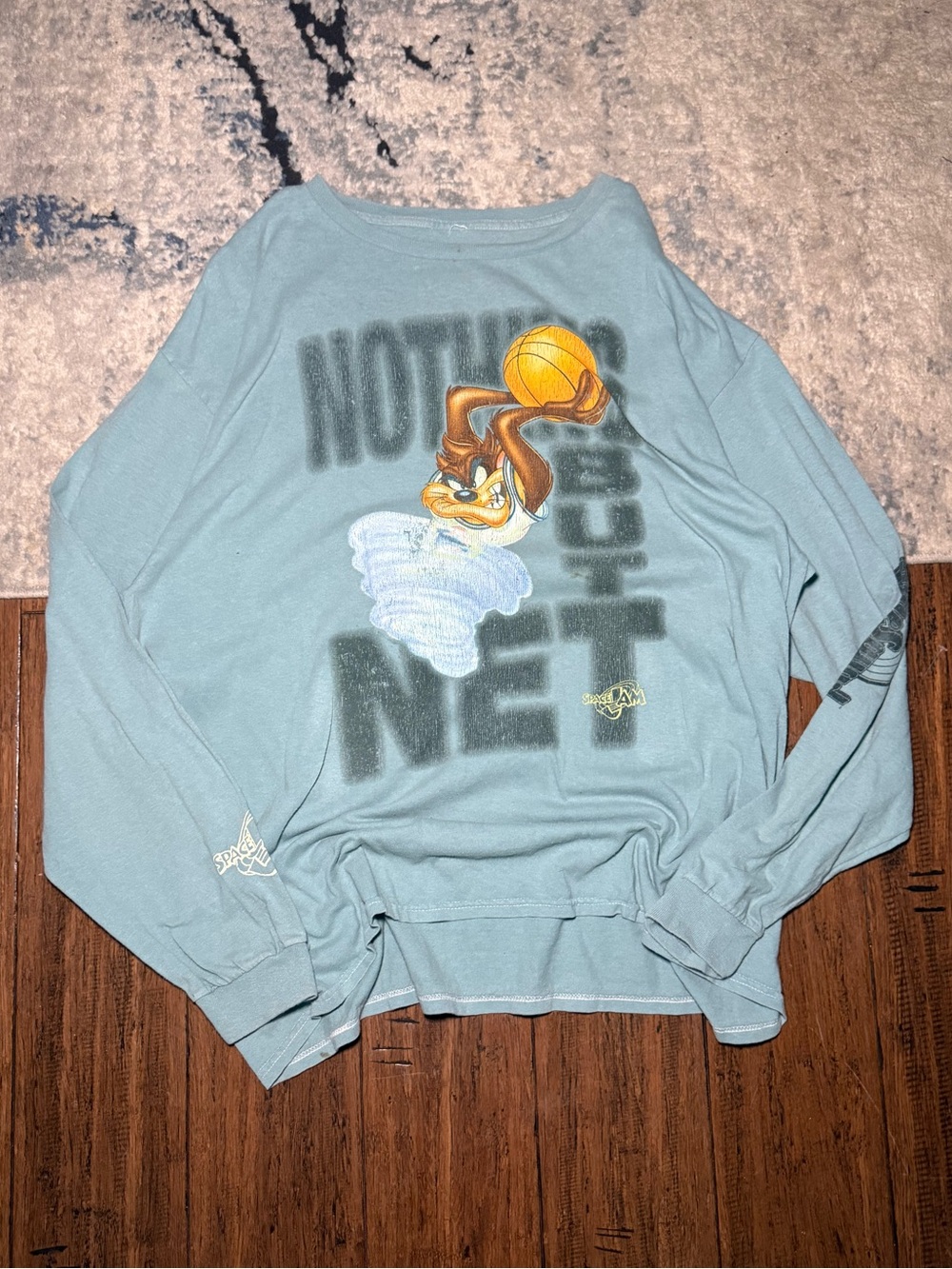 Space Jam Tasmanian Devil “Nothing But Net” Long Sleeve Graphic Tee Size Large